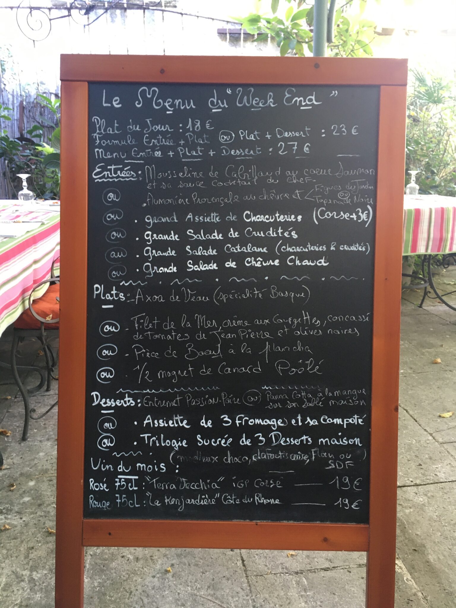 Menu 22 août 2020 sous le signe du pays basque - Restaurant La Crémaillère